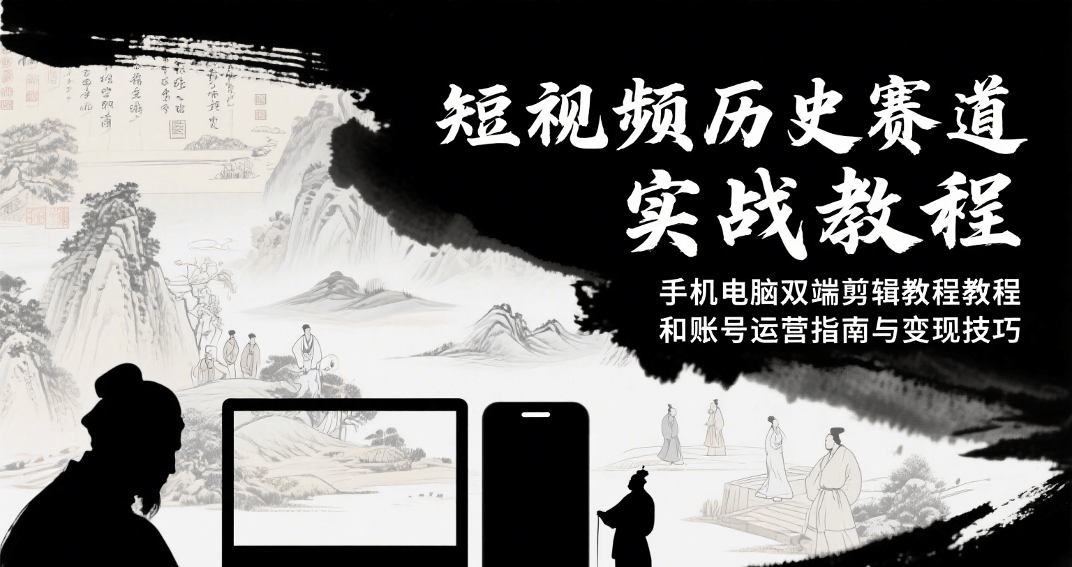 短视频历史赛道实战教程，手机电脑双端剪辑教程和账号运营指南与变现技巧-大熊网创
