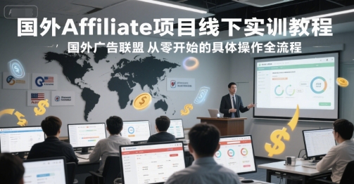 国外Affiliate项目线下实训教程，国外广告联盟从零开始的具体操作全流程-大熊网创