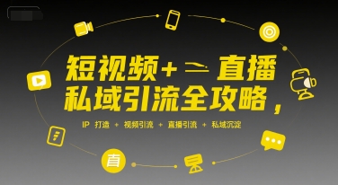 短视频+直播私域引流全攻略，IP打造 +视频引流 +直播引流 +私域沉淀-大熊网创