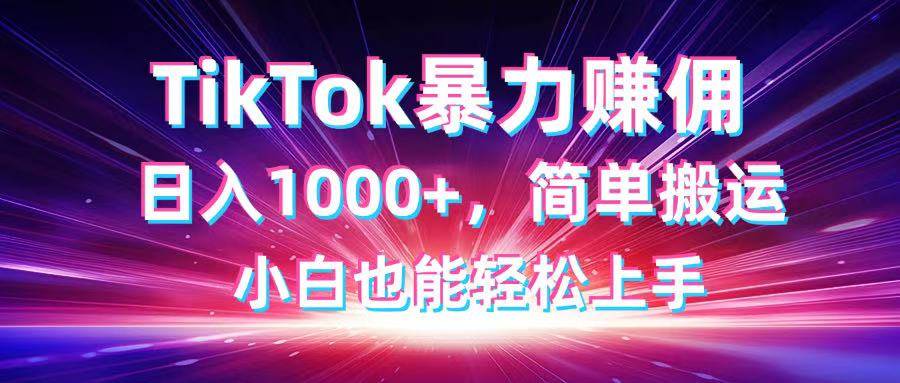 （14402期）TikTok搬运暴力赚佣，日入1000+，简单搬运，小白也能轻松上手-大熊网创