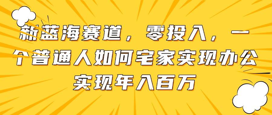 （14700期）新蓝海赛道，零投入，一个普通人如何宅家办公实现年入百万-大熊网创