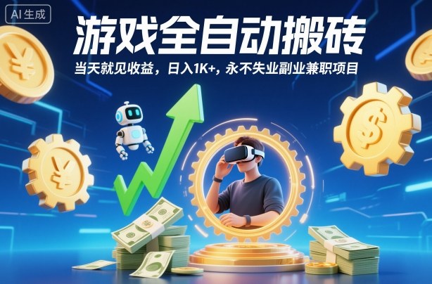 游戏全自动搬砖，当天就见收益，日入1K+，永不失业副业兼职项目【揭秘】-大熊网创