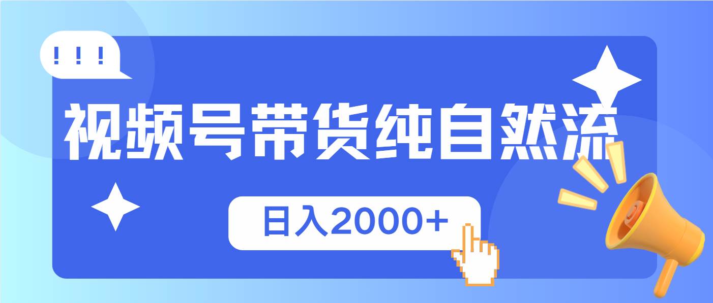 （13998期）视频号带货，纯自然流，起号简单，爆率高轻松日入2000+-大熊网创