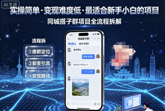 实操简单，变现难度低，最适合新手小白做的项目，每天轻松收入3张，同城搭子群项目全流程拆解-大熊网创