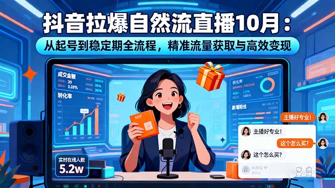 抖音拉爆自然流直播10月：从起号到稳定期全流程，精准流量获取与高效变现-大熊网创