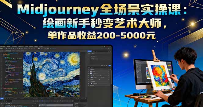 Midjourney全场景实操课：绘画新手秒变艺术大师，单作品收益200-5000元-大熊网创