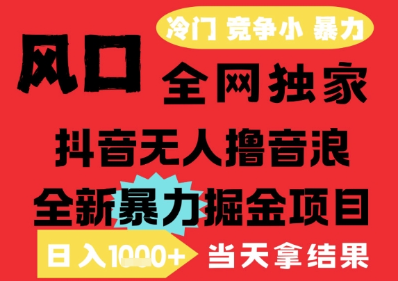 25年6月高爆抖音无人直播最新撸音浪掘金项目，解放双手小白可做，无脑日入1k+，门槛低【揭秘】-大熊网创