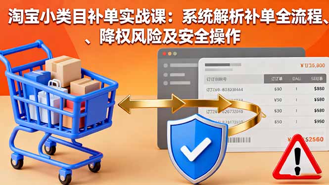 淘宝小类目补单实战课：系统解析补单全流程、降权风险及安全操作-大熊网创
