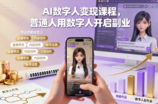 AI数字人变现课程，普通人用数字人开启副业-大熊网创