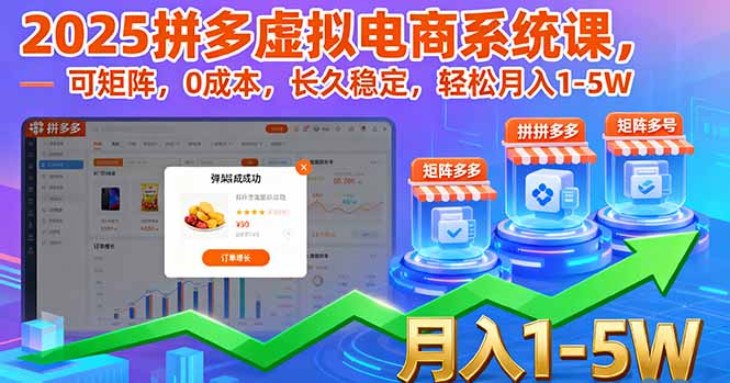 2025拼多多虚拟电商系统课，可矩阵，0成本，长久稳定，轻松月入1-5W-大熊网创