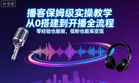 播客保姆级实操教学，从0搭建到开播全流程，零经验也能做，低粉也能高变现-大熊网创