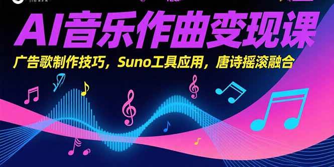 （15370期）AI音乐作曲变现课，广告歌制作技巧，Suno工具应用，唐诗摇滚融合-大熊网创