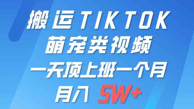 （9931期）一键搬运TIKTOK萌宠类视频 一部手机即可操作 所有平台均可发布 轻松月入5W+-大熊网创