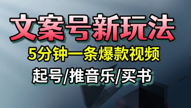 文案号新玩法，5分钟一条爆款视频，流量高，起号快，多方位变现-大熊网创