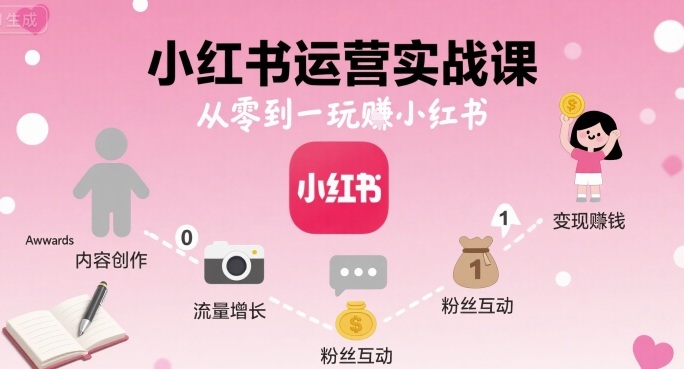 小红书运营实战课，从零到一玩賺小红书-大熊网创