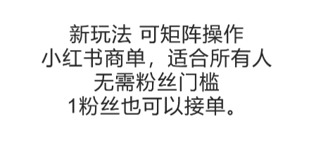 可矩阵操作，小红书商单新玩法，适合所有人，无需粉丝门槛，1粉丝也可以接单-大熊网创