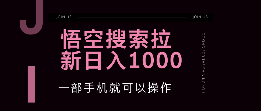 （12717期）悟空搜索类拉新 蓝海项目 一部手机就可以操作 教程非常详细-大熊网创