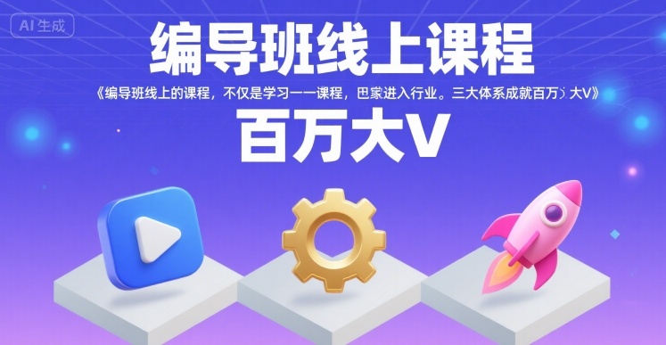 编导班线上课程，不仅是学习一门课程，更是进入一个行业，三大体系成就百万大V-大熊网创