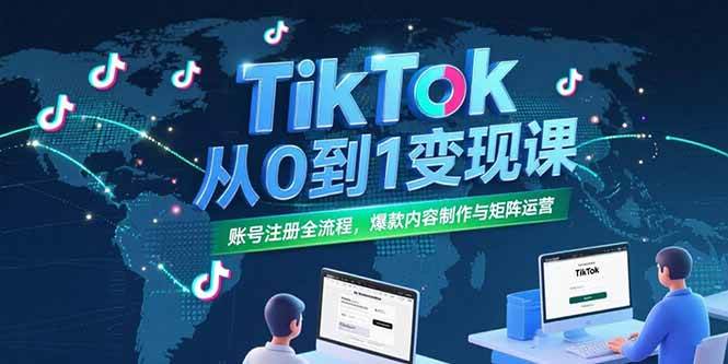 （15346期）TikTok从0到1变现课，账号注册全流程，爆款内容制作与矩阵运营-大熊网创