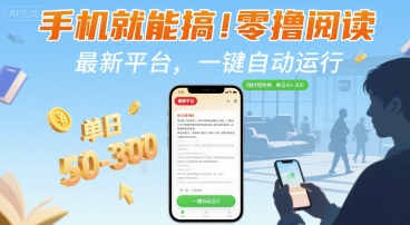 手机就能搞！零撸阅读挂G，最新平台，一键自动运行，随时随地挣，单日50-3张+【揭秘】-大熊网创