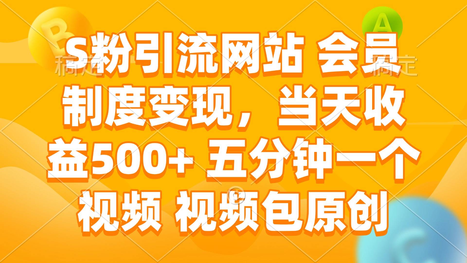 （14129期）S粉引流网站 会员制度变现，当天收益500+ 五分钟一个视频 视频包原创-大熊网创