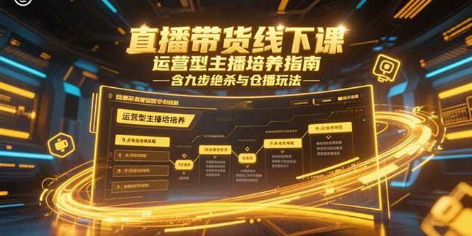 （15281期）直播带货线下课，运营型主播培养指南，含九步绝杀与仓播玩法-大熊网创