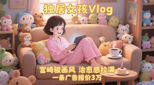 单个账号涨粉71W！用AI制作独居女孩Vlog，宫崎骏画风，治愈感拉满，一条广告报价3W-大熊网创