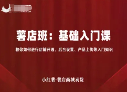 小红薯薯店商城卖货，基础入门课，教你如何进行店铺开通、后台设置、产品上传等入门知识-大熊网创