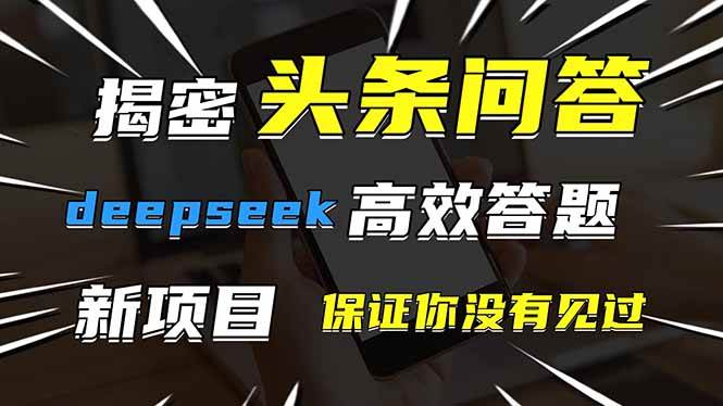 （14480期）头条问答，刚出的新玩法！保证你没见过！用DeepSeek去高效答题，一个账…-大熊网创