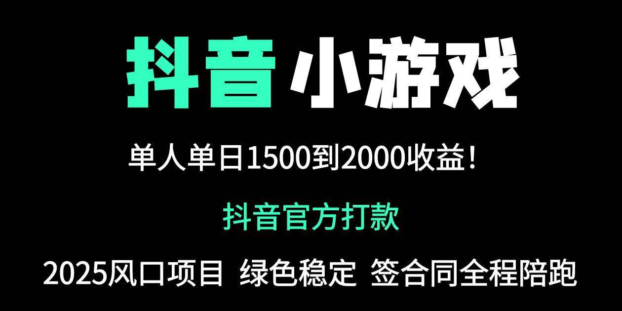 （14527期）抖音官方小游戏2025全网最新玩法，暴利赚钱项目，单机日入2000+，绝不…-大熊网创