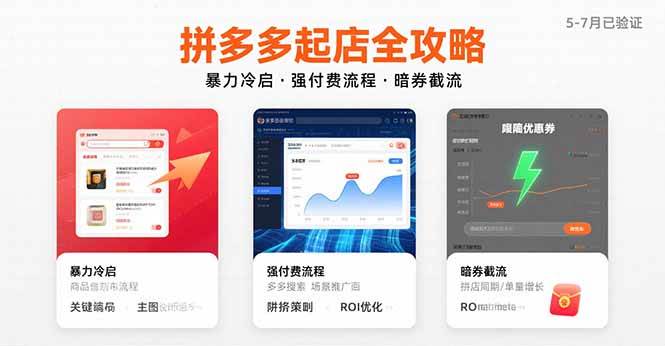 （15670期）拼多多起店全攻略，暴力冷启，强付费流程，暗券截流，5-7月已验证的方法-大熊网创