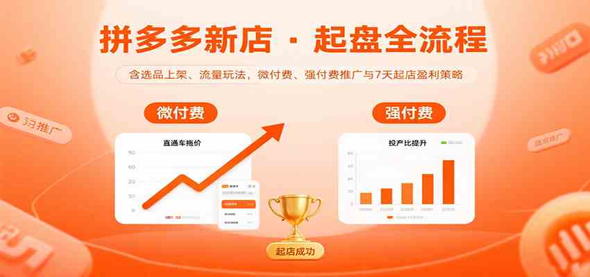 拼多多新店起盘全流程，含选品上架、流量玩法，微付费、强付费推广与7天起店盈利策略-大熊网创
