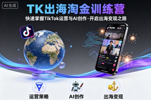 TK出海淘金训练营，助你快速掌握TikTok运营与AI创作，开启出海变现之路-大熊网创