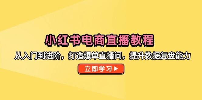 （14873期）小红书电商直播教程，从入门到进阶，打造爆单直播间，提升数据复盘能力-大熊网创
