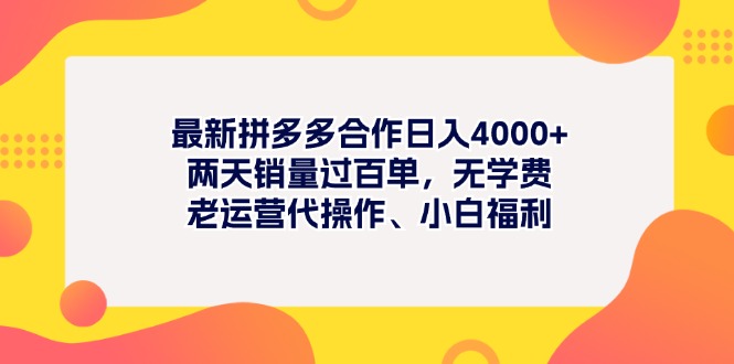（11410期）最新拼多多项目日入4000+两天销量过百单，无学费、老运营代操作、小白福利-大熊网创