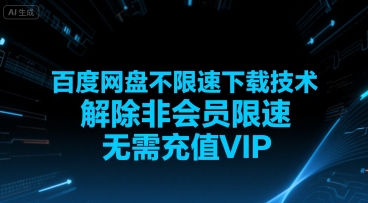 百度网盘不限速下载技术，解除非会员限速，无需充值VIP-大熊网创