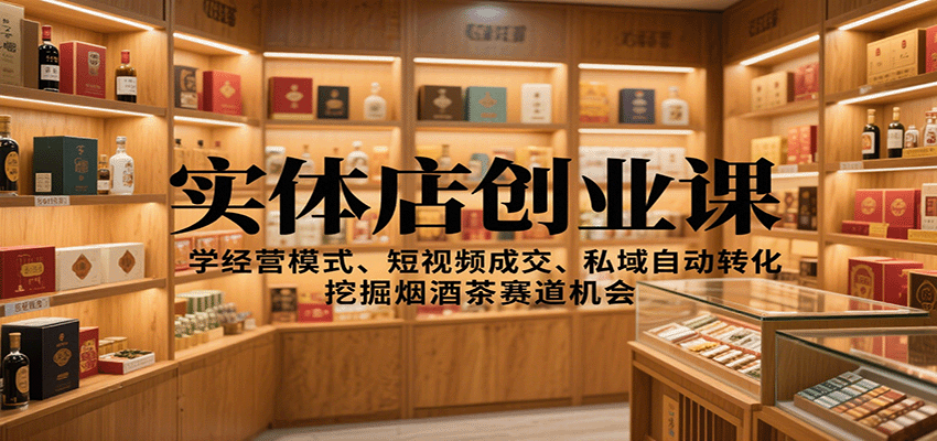实体店创业课：学经营模式、短视频成交、私域自动转化，挖掘烟酒茶赛道机会-大熊网创