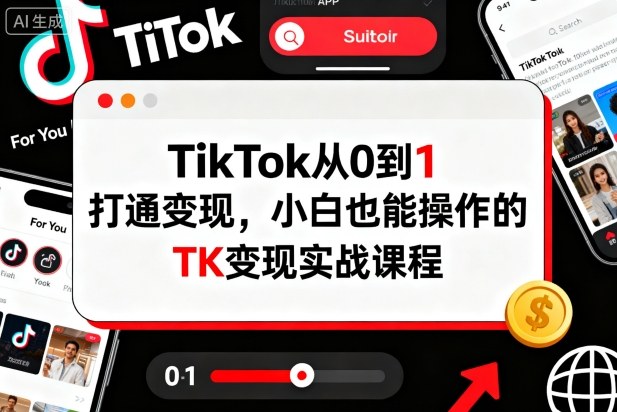 TikTok从0到1打通变现，小白也能操作的TK变现实战课程-大熊网创