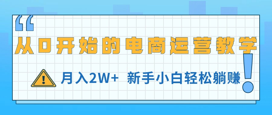 （11081期）从0开始的电商运营教学，月入2W+，新手小白轻松躺赚-大熊网创