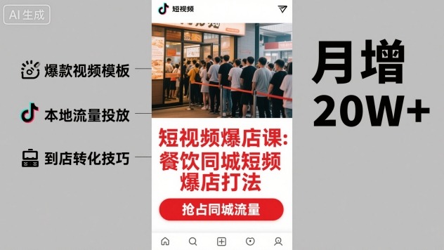 短视频爆店课，餐饮同城短视频爆店打法-大熊网创