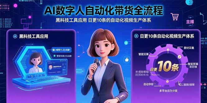 （15699期）AI数字人自动化带货全流程：黑科技工具应用 日更10条的自动化视频生产体系-大熊网创