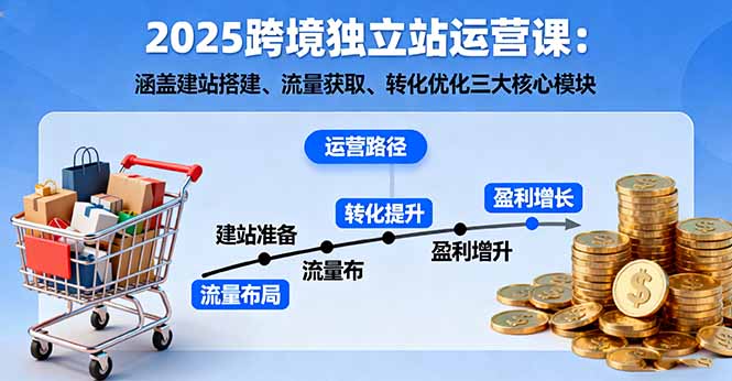 2025跨境独立站运营课：涵盖建站搭建、流量获取、转化优化三大核心模块-大熊网创