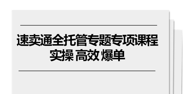 （10917期）速卖通 全托管专题专项课程，实操 高效 爆单（11节课）-大熊网创