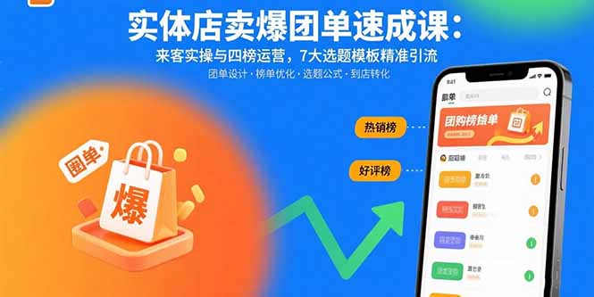 实体店卖爆团单速成课：来客实操与四榜运营，7大选题模板精准引流-大熊网创
