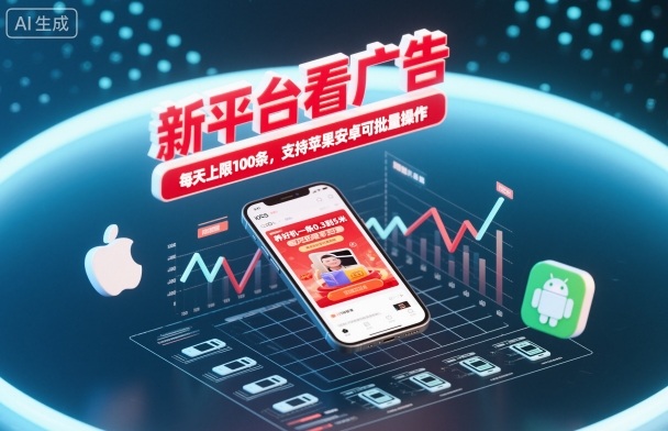 新平台看广告，养好机一条0.3到5米，每天上限100条，支持苹果安卓可批量操作-大熊网创
