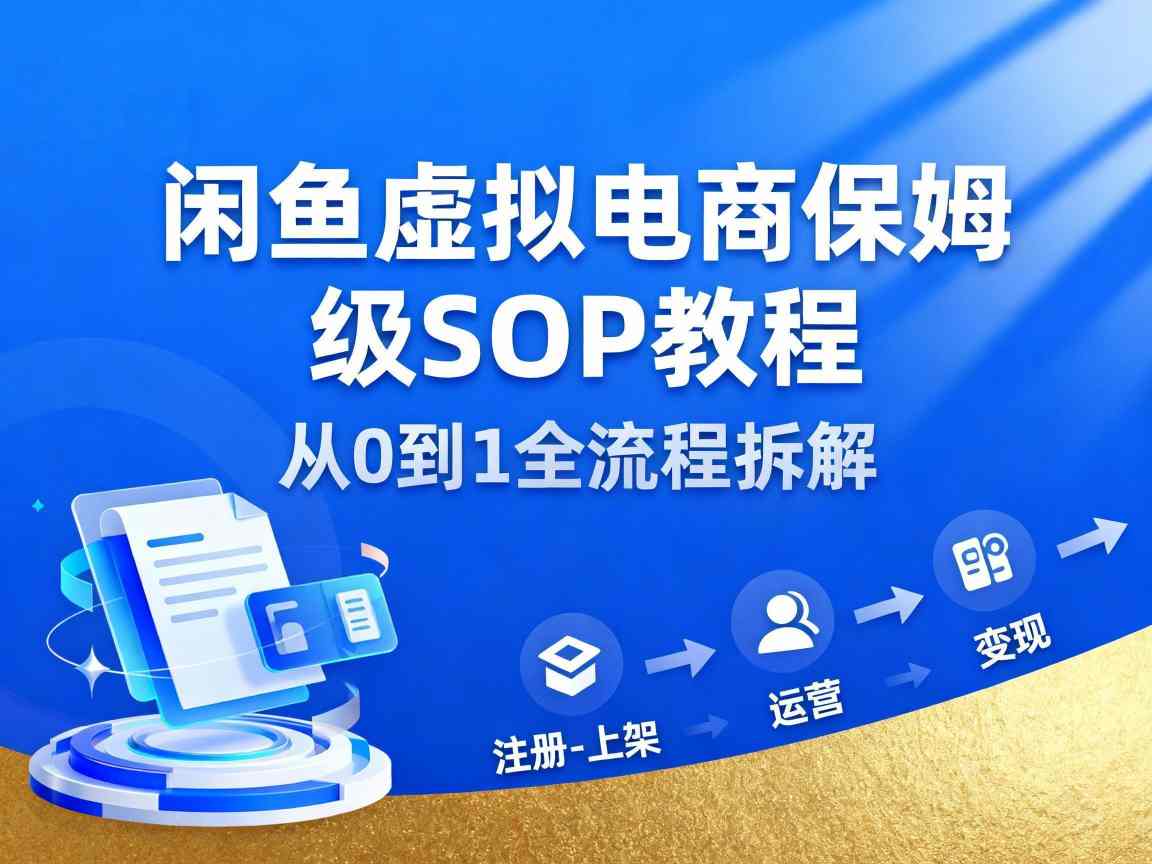 闲鱼虚拟电商，月入轻松过1W，保姆级SOP教程-大熊网创