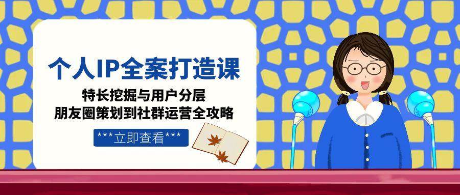 个人IP全案打造课，特长挖掘与用户分层，朋友圈策划到社群运营全攻略-大熊网创