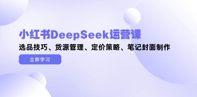 （14748期）小红书DeepSeek运营课，选品技巧、货源管理、定价策略、笔记封面制作-大熊网创