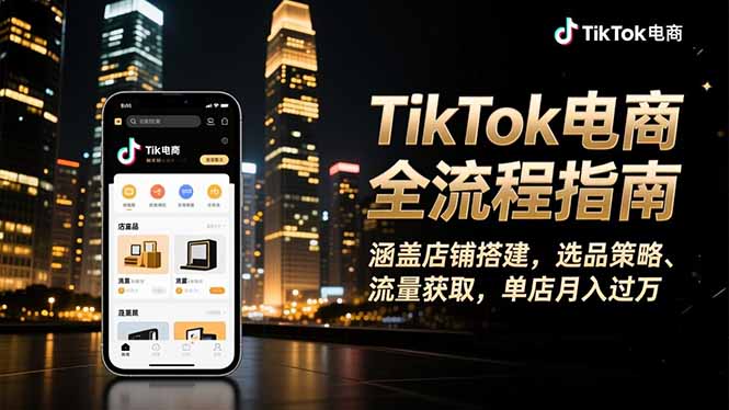 TikTok电商全流程指南，涵盖店铺搭建、选品策略、流量获取，单店月入过万-大熊网创