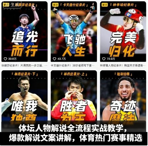 体坛人物解说全流程实战教学，爆款解说文案讲解，体育热门赛事精选-大熊网创